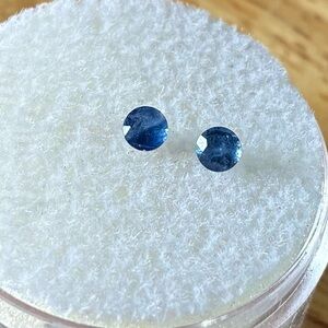 .3 TCW 2 Beautiful Blue Sapphires Round Pair Natural Loose Gemstones App. 3-4mm